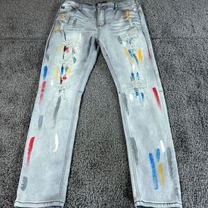 Switch Jeans Mens 40x32 Slim Taper Fit Distressed Painted Graphic Streetwear